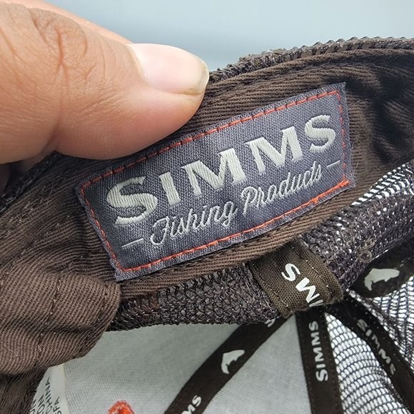 Simms Fishing Products Fly Fishing Snapback Hat Cap Brown Baseball Mesh Back - Picture 8 of 10